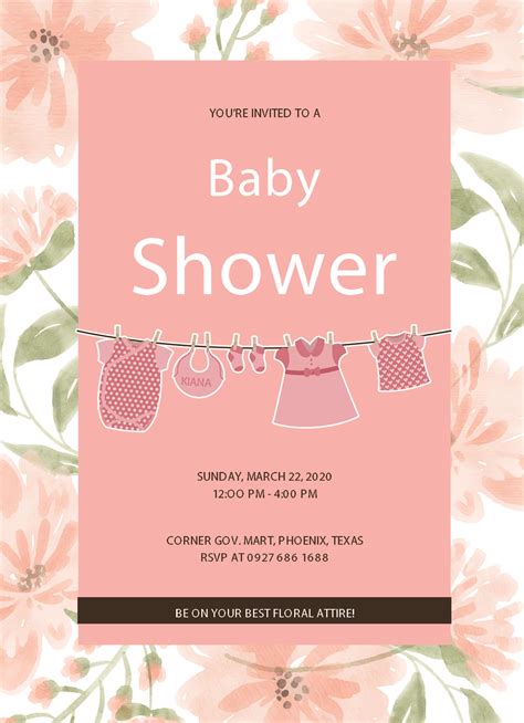 12 Free Editable Baby Shower Invitation Card Templates