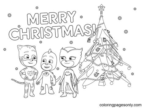 PJ Masks Merry Christmas Coloring Page - Free Printable Coloring Pages