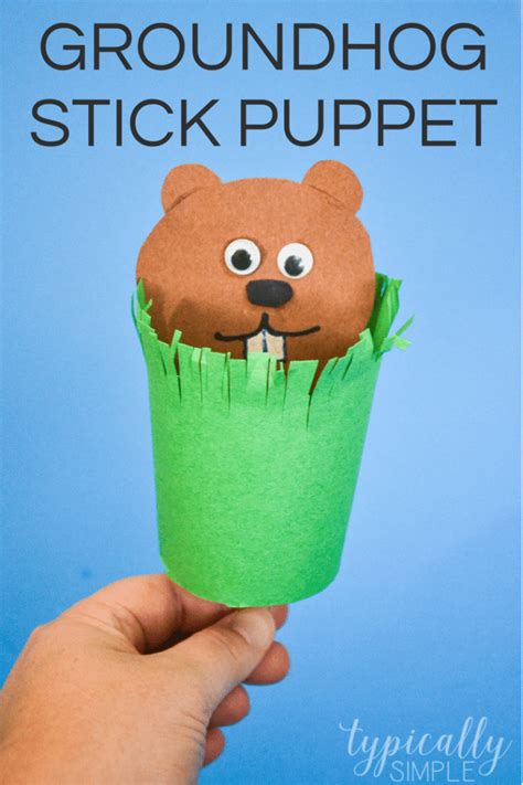 Groundhog Puppet Craft for Kids - Typically Simple