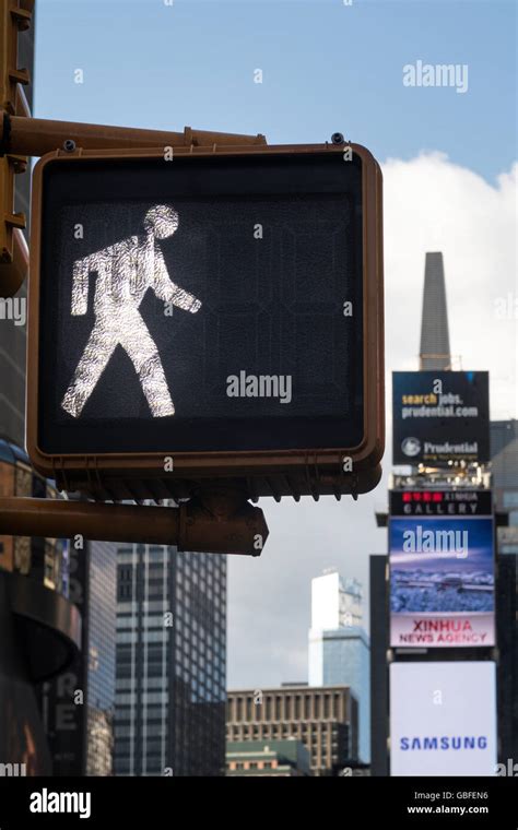 Pedestrian Crosswalk Signal in Times Square, NYC Stock Photo - Alamy