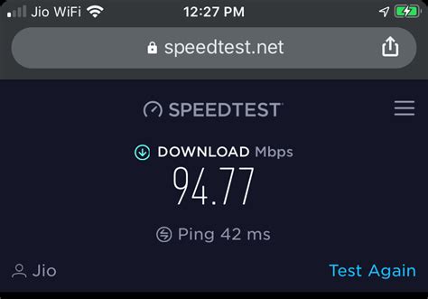 Jio Fiber broadband speed test over WiFi | Unp.me