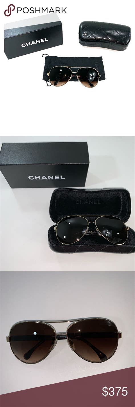 Chanel Gold Quilted Aviator Sunglasses | Chanel, Sunglasses, Aviator ...