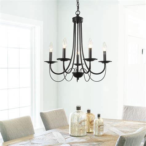 Farmhouse 5 Light Black Metal Chandelier | Farmhouze Lighting | Black ...