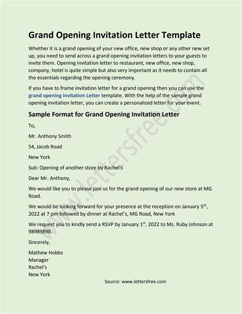 Sample Letter of Invitation to Grand Opening Ceremony by Sample Letters - Issuu