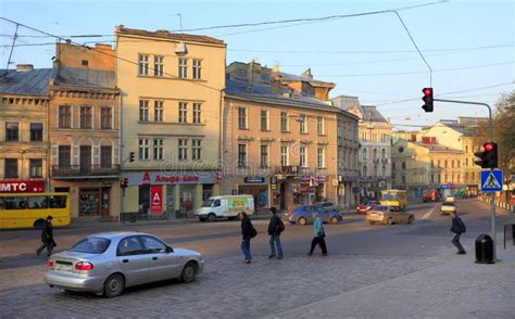 Lviv, Ukraine - Historic City Center, Old Town Quarter and Galicyjska Street Editorial Stock ...