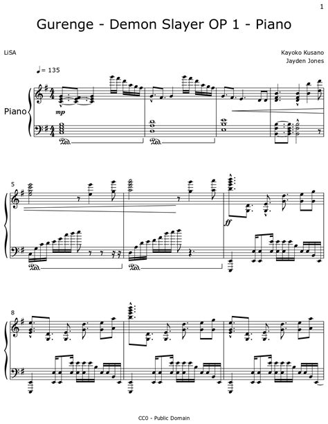 Gurenge - Demon Slayer OP 1 - Piano - Sheet music for Piano