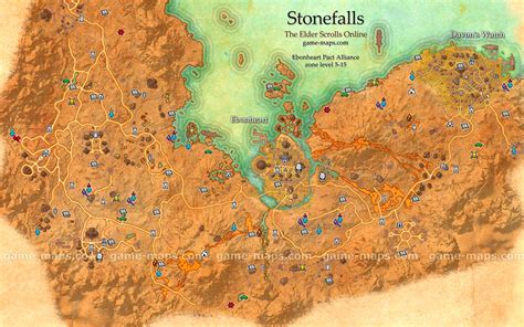 Stonefalls zone map. Ebonheart, Davon's Watch. Central part of Ebonheart Pact Alliance territory ...