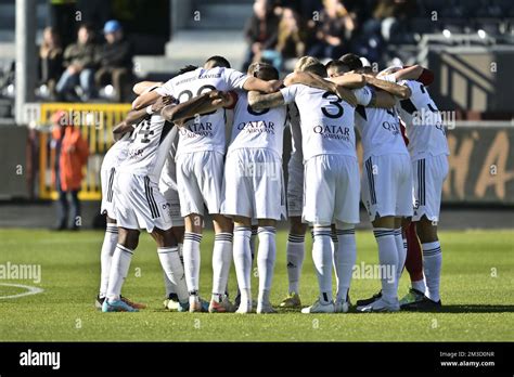 Eupen's players pictured before a soccer match between KAS Eupen and KAA Gent, Sunday 09 October ...