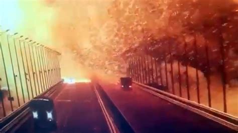 Massive Russian Kerch bridge damaged in fiery explosion