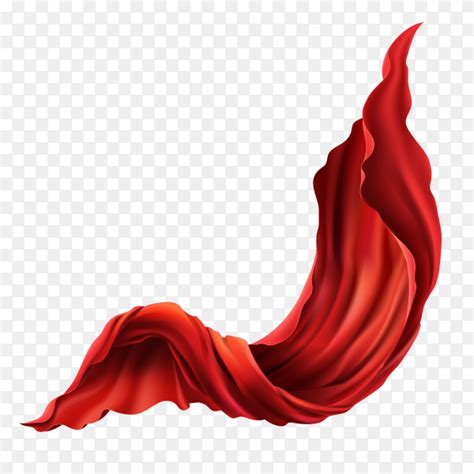 3d realistic flying red fabric. flowing satin cloth isolated on transparent background PNG ...