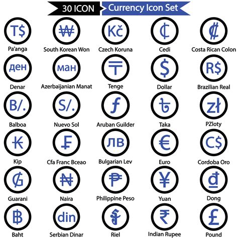 Currency symbol Icon set 6423456 Vector Art at Vecteezy