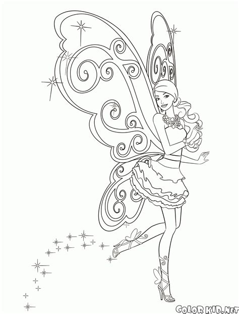 Coloring page - Butterfly-Fairy dancing