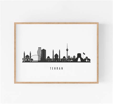 Tehran Skyline Printable. Tehran Iran Black White Wall Art. | Etsy