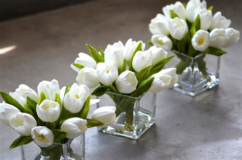 Ivory White Tulips Arrangement In Vase Faux Floral | Etsy