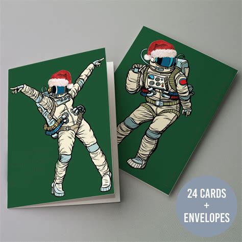 Dancing Astronaut Christmas Cards - 24 Pack Space Holiday Greeting ...