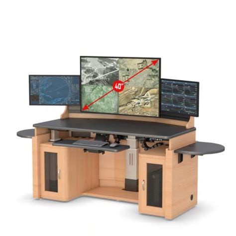 Ergonomic Height Adjustable Multi Monitor Security Desk