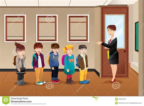 Teacher lining up the students | Teachers illustration, Student, Family ...