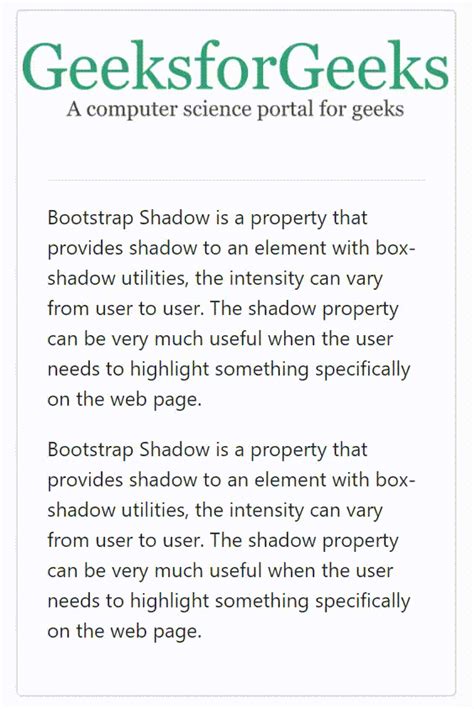 Shadows in Bootstrap with Examples - GeeksforGeeks