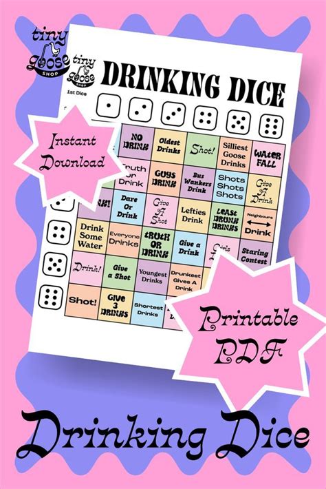 Drinking Dice | Printable Drinking Game | Drinking games for couples ...