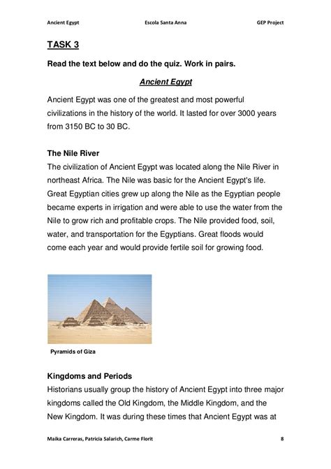 Ancient Egypt Students Worksheets