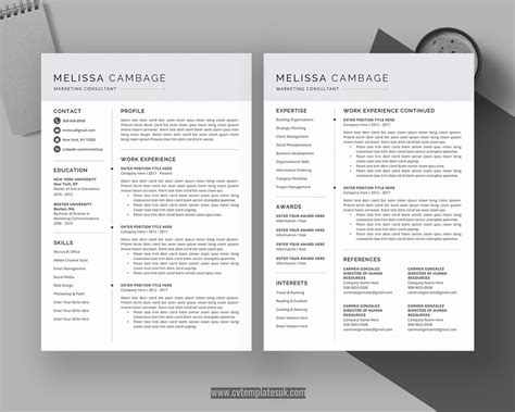 Minimalist CV Template Design, Curriculum Vitae, Professional Resume ...