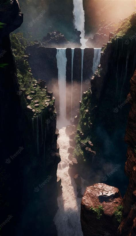 Premium Photo | Mystical magical waterfall in the mountains