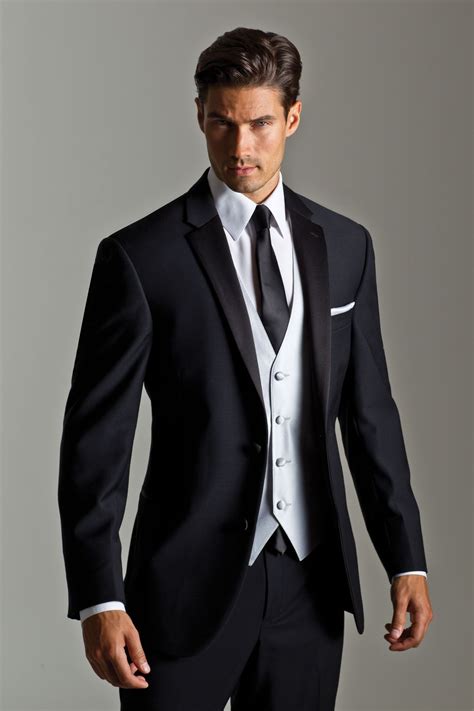 Custom Made Black Wedding Suits For Men Tuxedos Notched Lapel Mens Suits Two Button Groom Suits ...