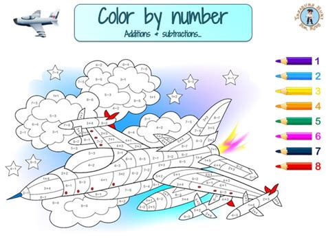 Color By Numbers Coloring Pages Preschool Airplanes