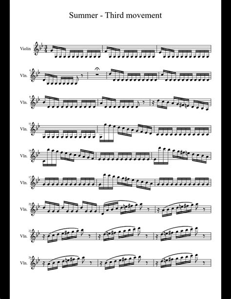 Summer - Third movement sheet music for Violin download free in PDF or MIDI