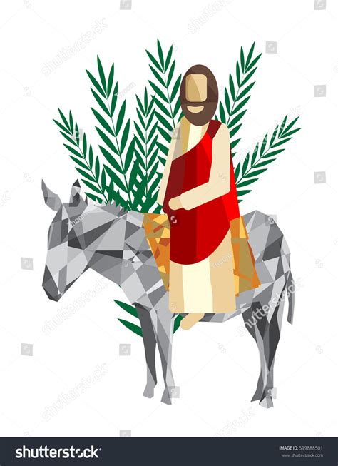 Palm Sunday Triumphal Entry Jesus Into Stock Vector (Royalty Free ...