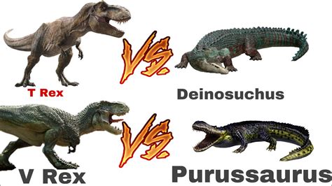 T Rex vs Deinosuchus and V Rex vs purussaurus - YouTube