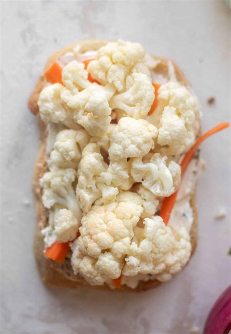 Pickled Veggie Sandwich with Garlic Scallion Cream Cheese