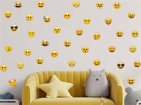 Emoji Faces Wall Sticker Pack, Emoji Faces Wall Decals, Emoji Wall ...