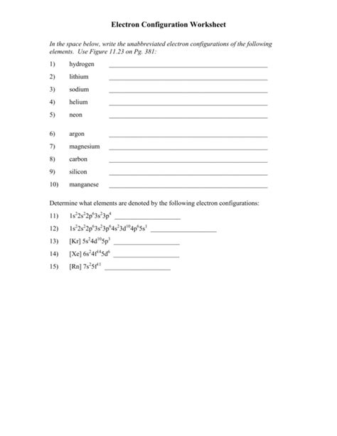 Electron Configuration Practice Worksheet