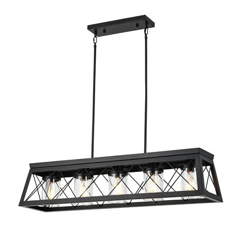 Yaohong Farmhouse Rectangle Kitchen Island Chandelier Lighting, Metal Rustic Dining Room Pendant ...