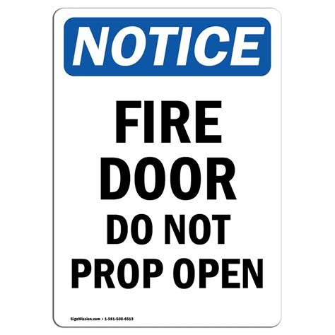 OSHA Notice - Fire Door Do Not Prop Open Sign | Heavy Duty Sign or Label - Walmart.com - Walmart.com