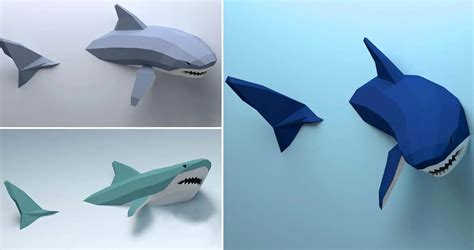 This 3D Papercraft Shark Is A Ferocious Wall Decoration That Looks Ready To Swim Away