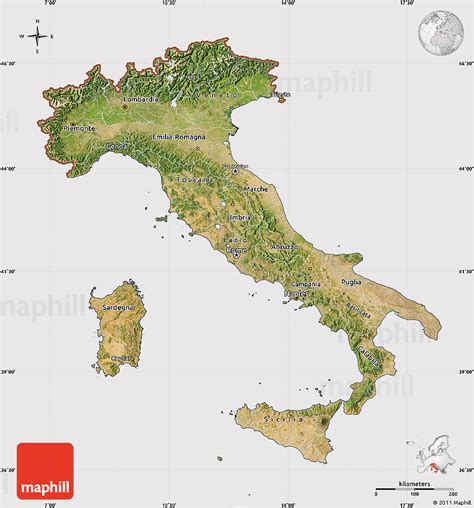 Satellite Map Of Italy - Time Zones Map