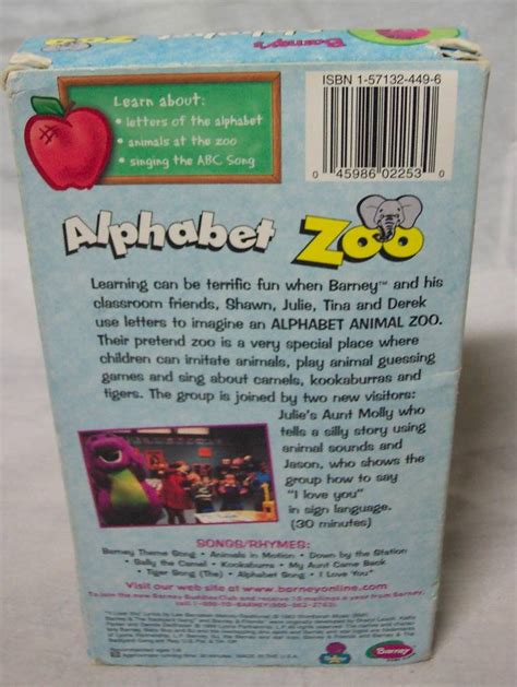 BARNEY Classic Collection ALPHABET ZOO VHS VIDEO