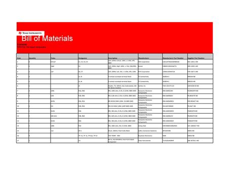 48 FREE Bill Of Material Templates (Excel & Word) ᐅ TemplateLab