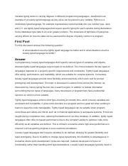 Comparing Tightly Typed and Loosely Typed Languages | Course Hero