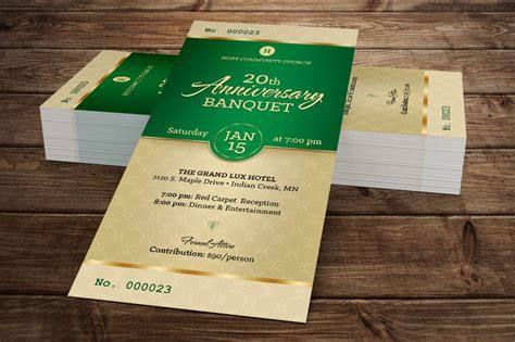 Green Church Anniversary Banquet Ticket Word Publisher - Etsy