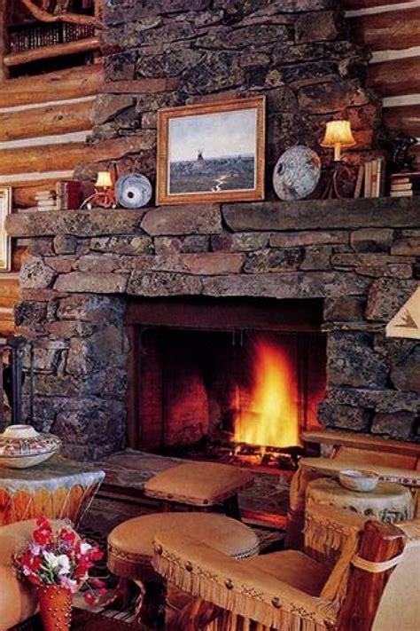 Rustic Fireplaces, Cozy Fireplace, Fireplace Decor, Stone Fireplaces ...