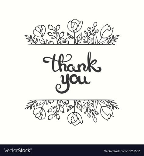 Thank you card hand drawn lettering design Vector Image