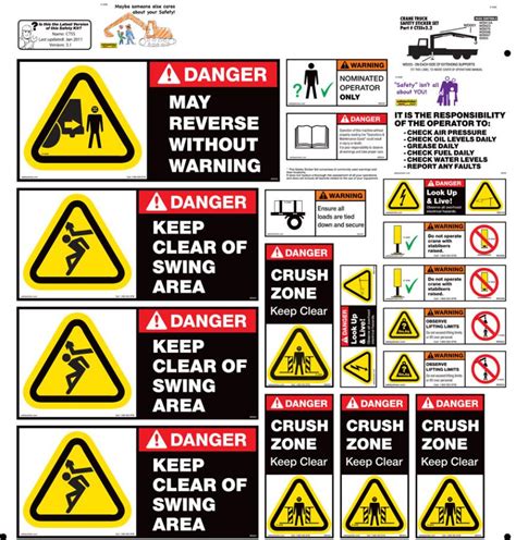 Truck Mounted Cranes (Tray Truck style) Safety Sheet | Safety Stickers | Safety Decals