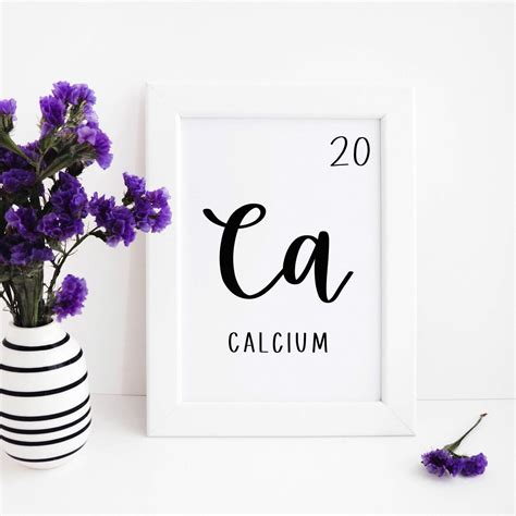 Periodic Table Numbers 1-20 hydrogen to Calcium 5x7 Digital File ...