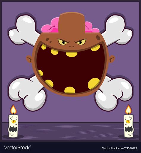 Halloween character design with brown zombie head Vector Image