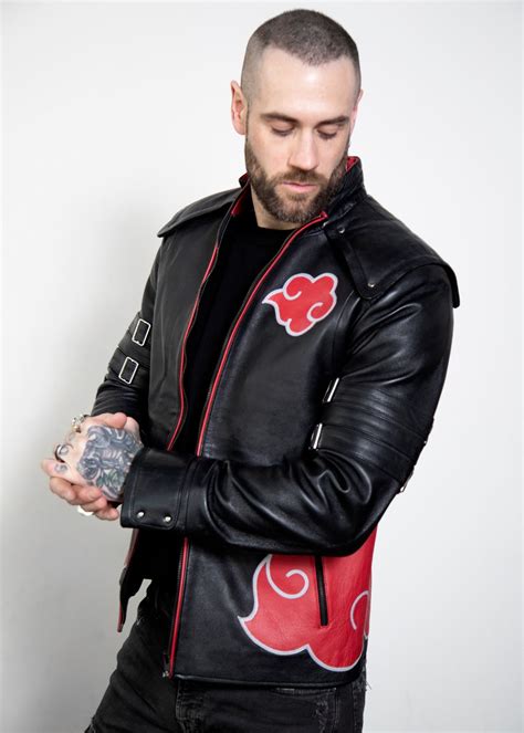 Buy Mens Naruto Akatsuki Black Cloak Leather Jacket