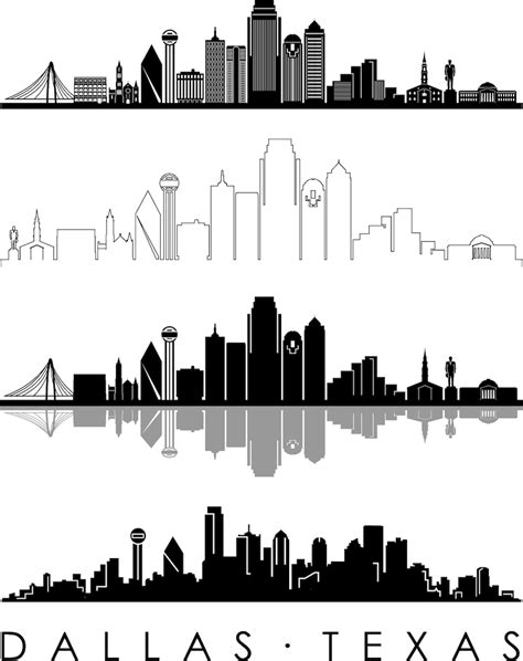 DALLAS City SKYLINE Outline Silhouette Vector Svg Eps Jpg Png - Etsy