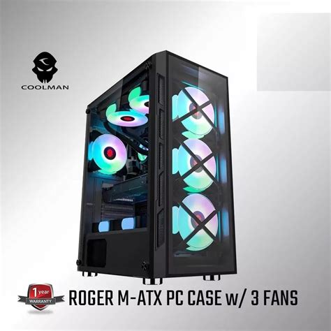 Coolman Roger Gaming Case with 3 RGB Fans Black | Bermor Techzone